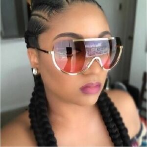 Shield Sunglasses Women Fashion Beach Paty Ouintage Lentes Gafas Gold Frame‎ New